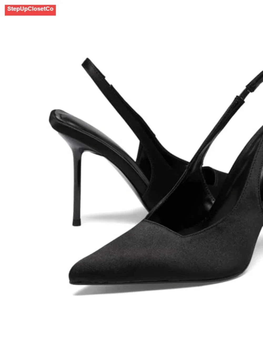 Women's Patent Leather Pointed Toe Slingback Heels Slip On Pumps 4.13